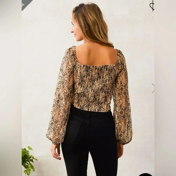 Willow Root‎ Cropped Lace Top Tan Size S New - Picture 3 of 11